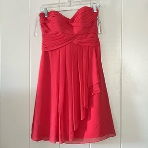 David’s Bridal Strapless Crinkle Chiffon Bridesmaids Dress